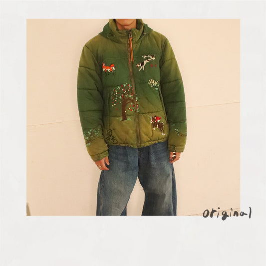 Vintage-eﬀect puﬀer jacket Green