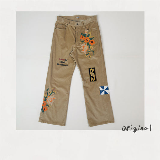 Embroidery-design pants Beige