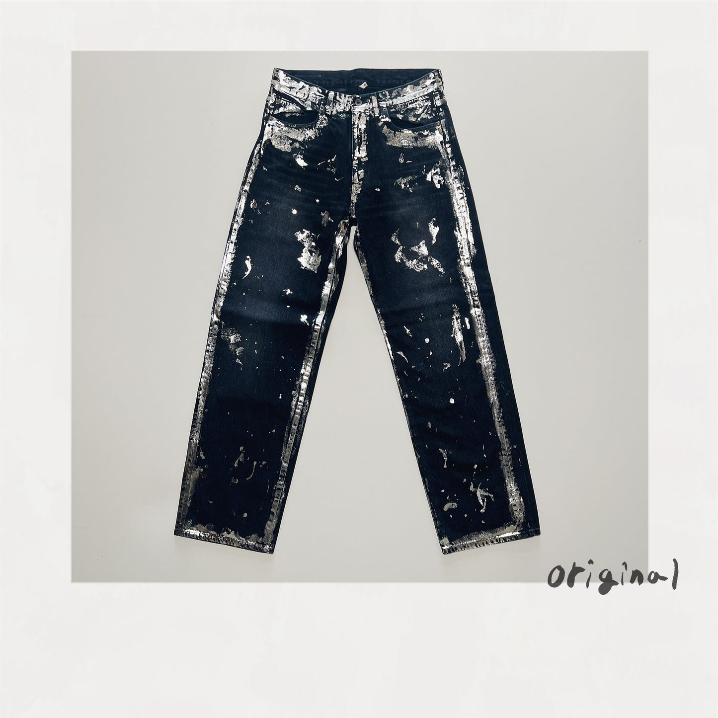 Silver printed pants Black