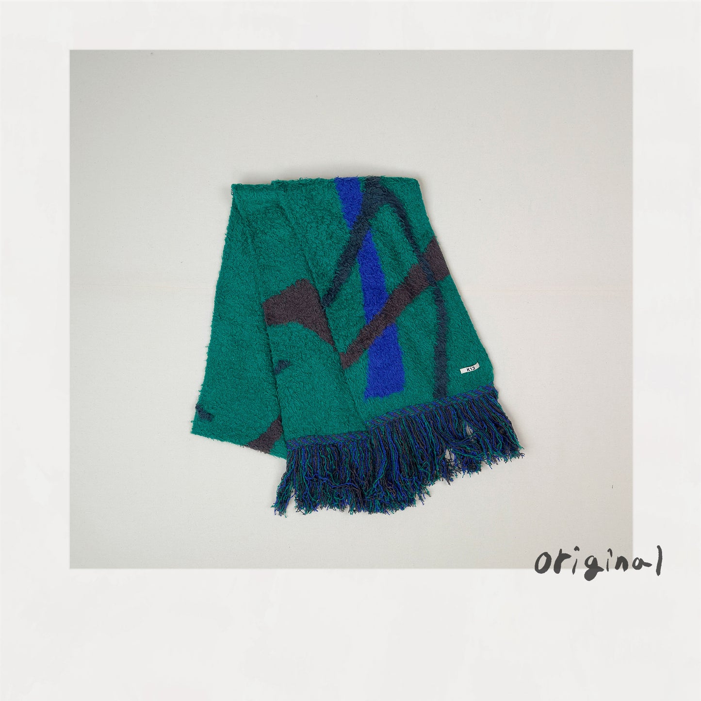 Jacquard-design muﬄer Green