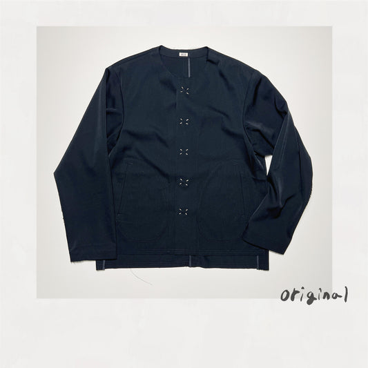 No collar jacket Black