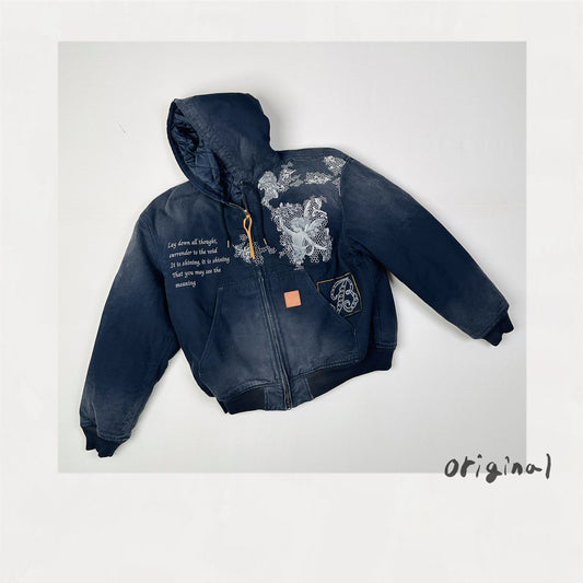 Vintage-eﬀect embroidered jacket Black