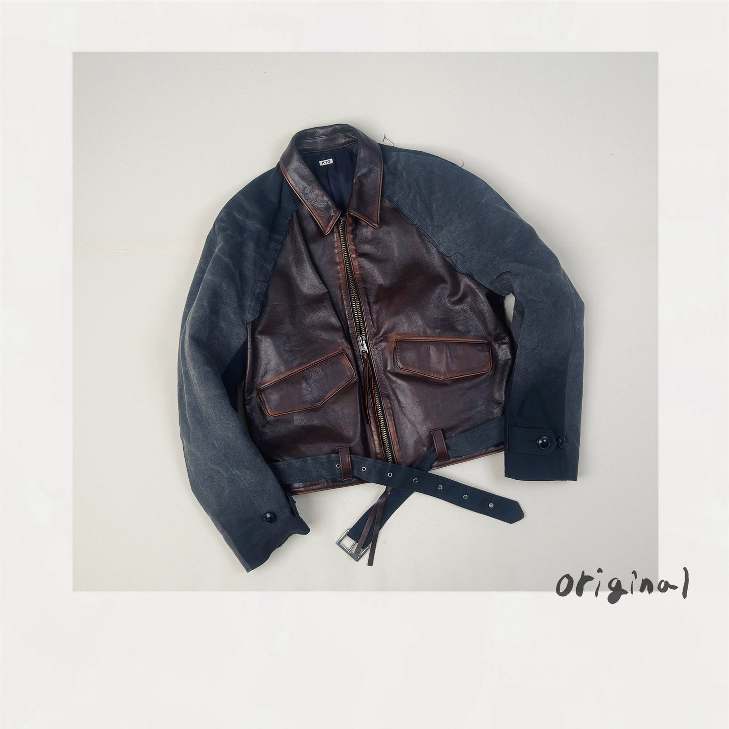 Vintage-eﬀect leather jacket Black