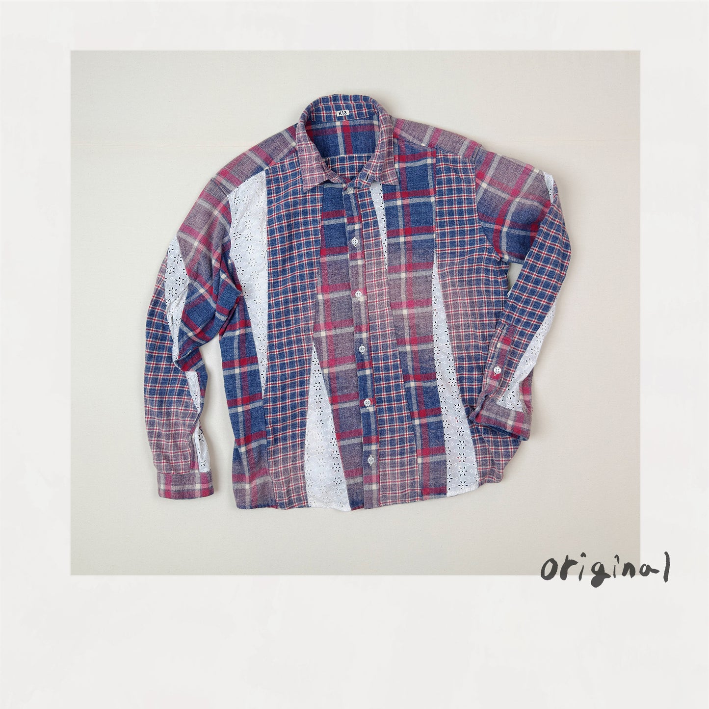 Vintage-eﬀect asymmetric shirt Blue