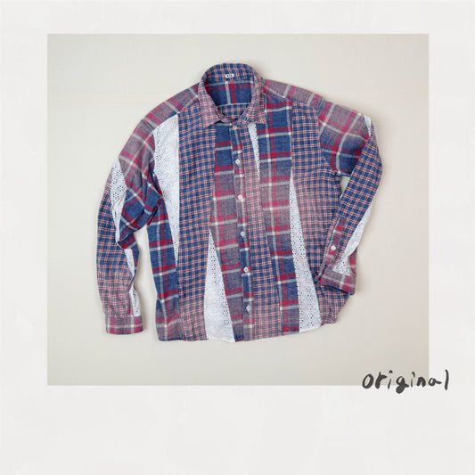 Vintage-eﬀect asymmetric shirt Blue