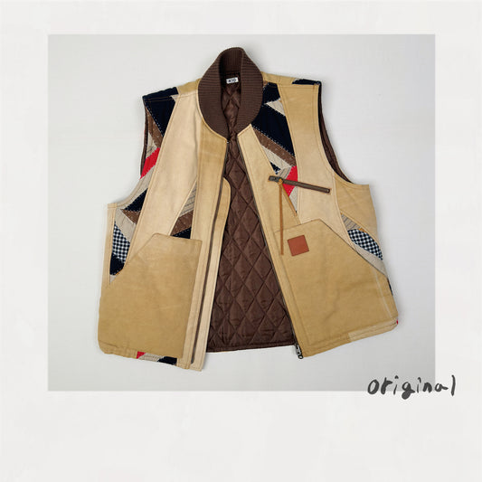 Vintage-eﬀect quilt vest Beige