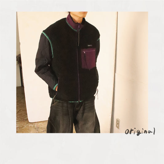 Feece-texture jacket Black