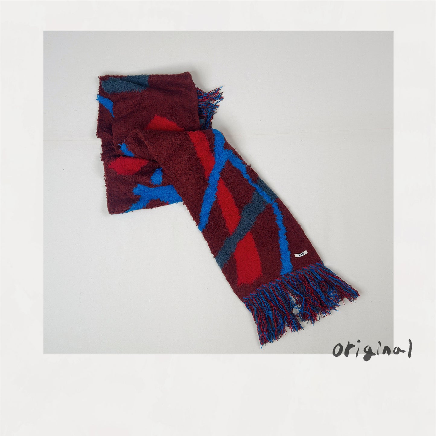 Jacquard-design muﬄer Red