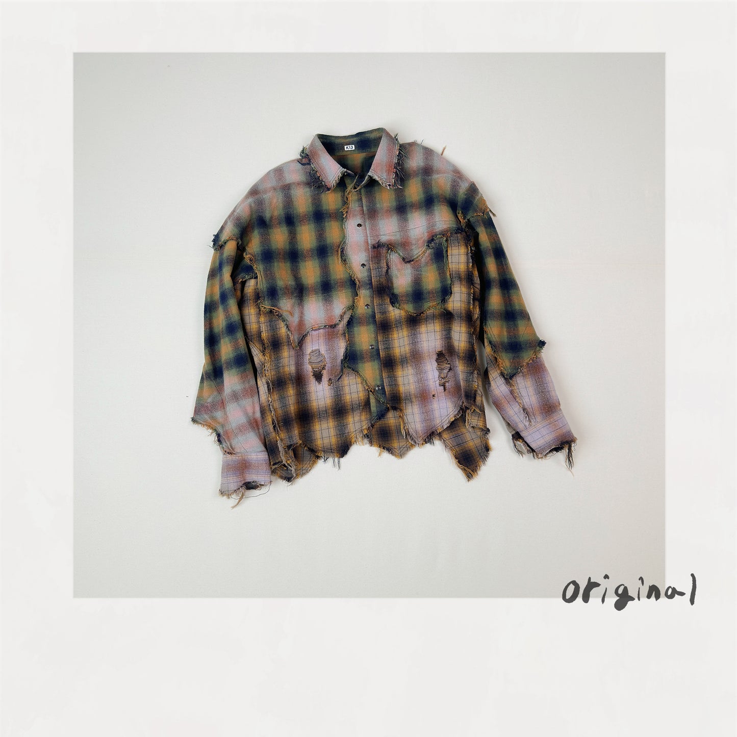 Vintage-eﬀect checked shirt Yellow