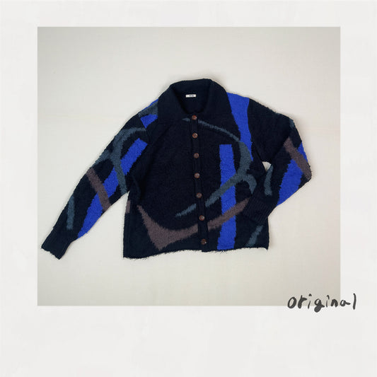 Jacquard-design cardigan Black
