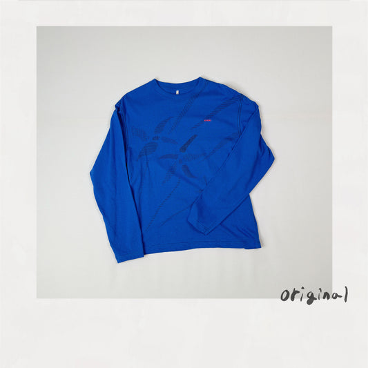 Printed long-sleeve T-shirt Blue