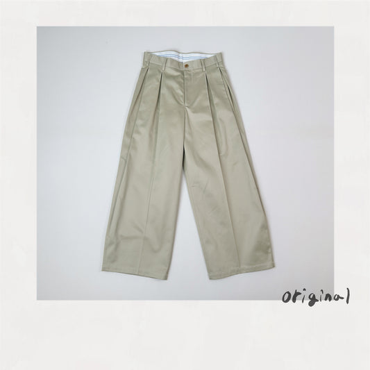 Tuck-detail cotton pants Beige