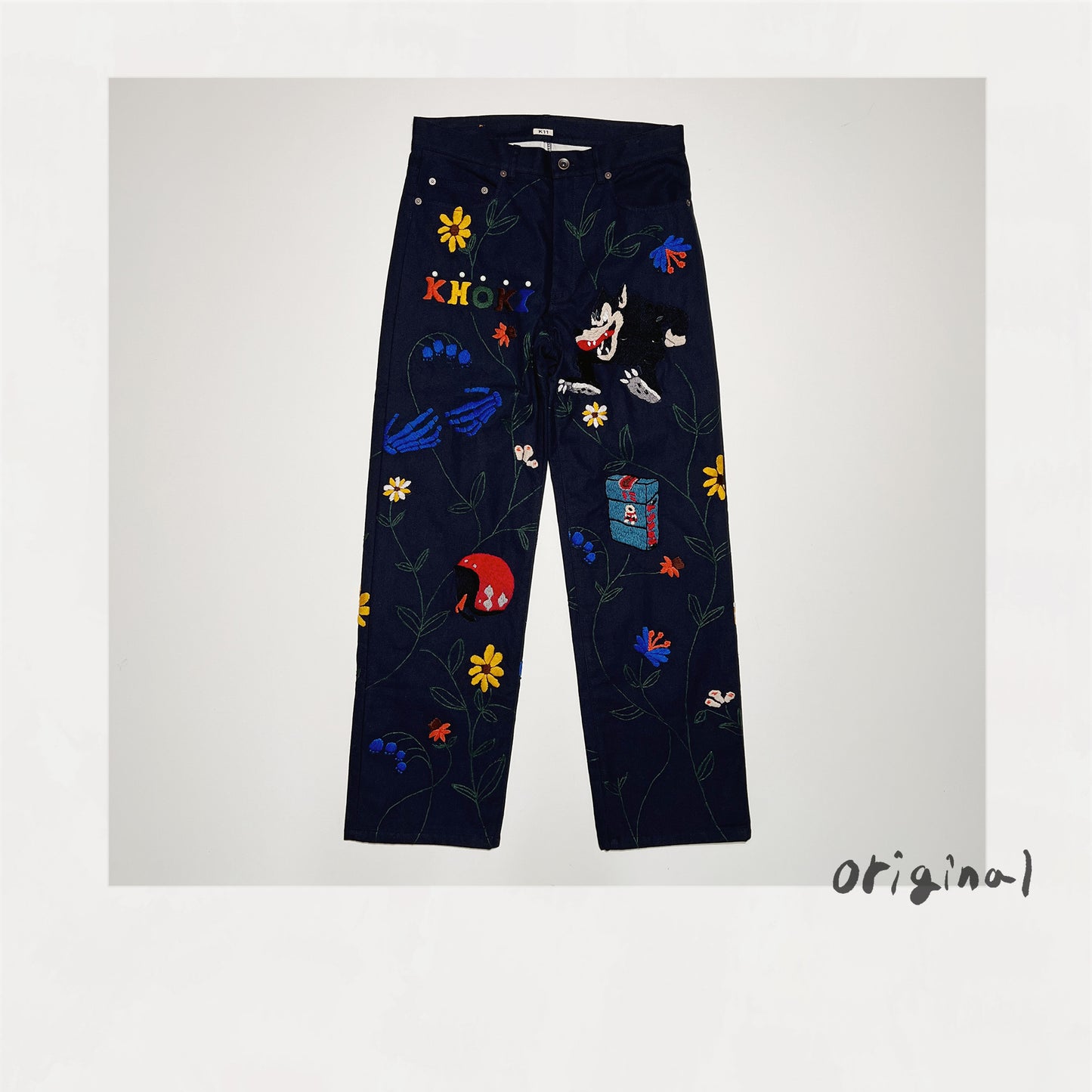 Hand embroidery pants Navy