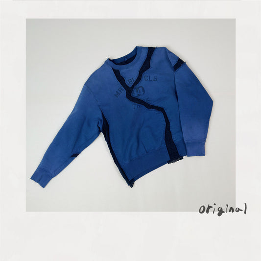 Vintage-eﬀect asymmetric sweat shirt Navy