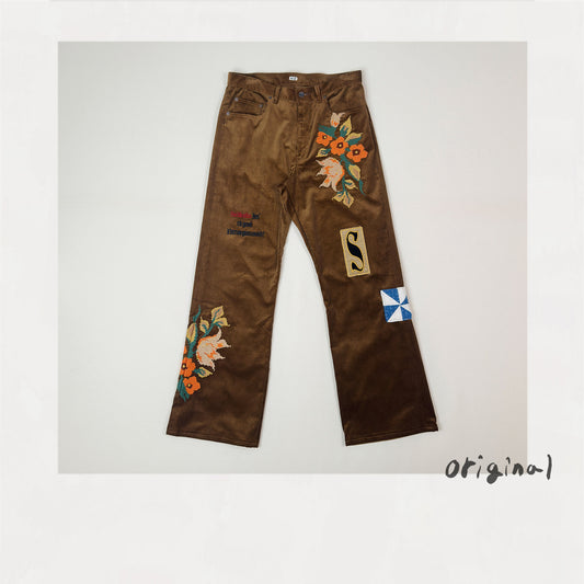 Embroidery-design pants Brown