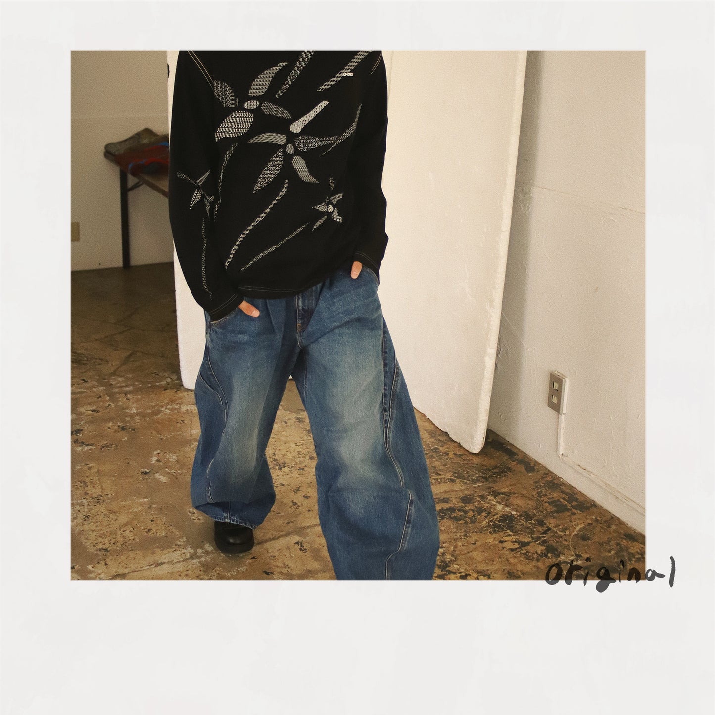 Printed long-sleeve T-shirt Black