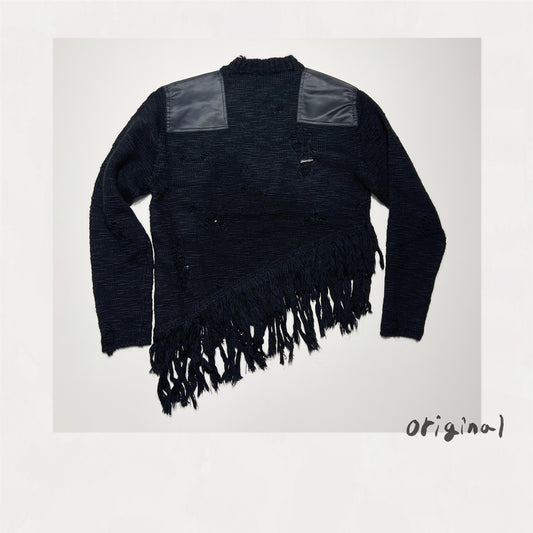 Fringed and destroyed knit Black