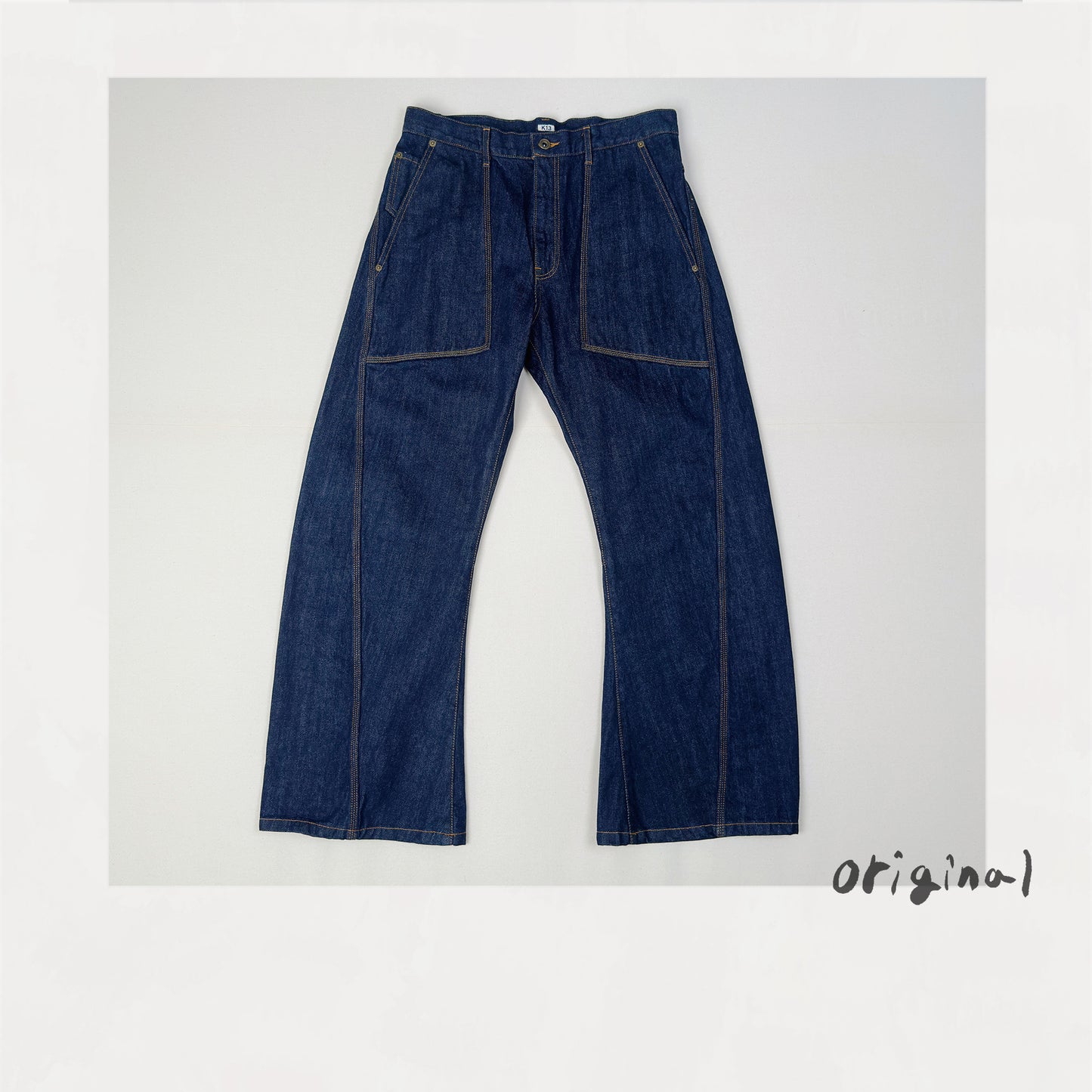 3D cutting denim pants Indigo