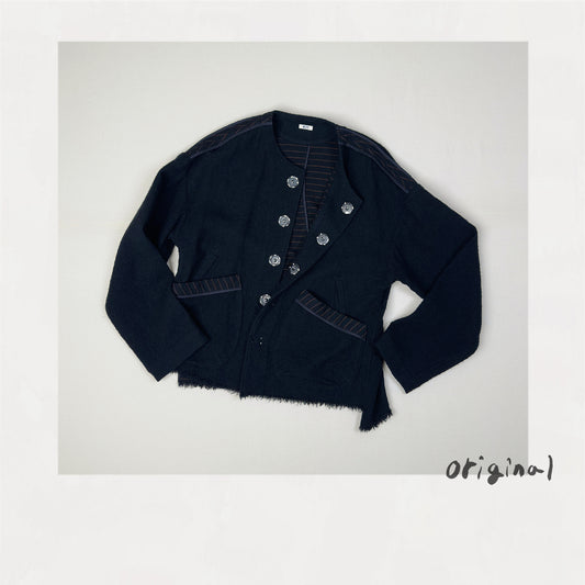 No-collar wool jacket Black