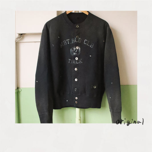 Vintage-eﬀect sweat cardigan Black