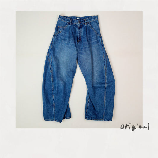 3D cutting denim pants Indigo