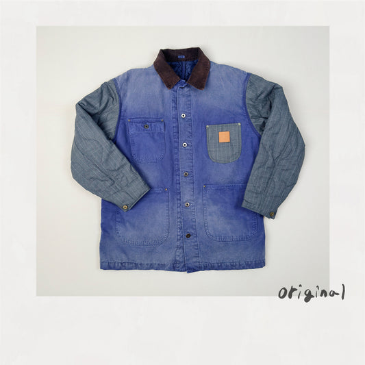 Vintage-eﬀect work coat Blue
