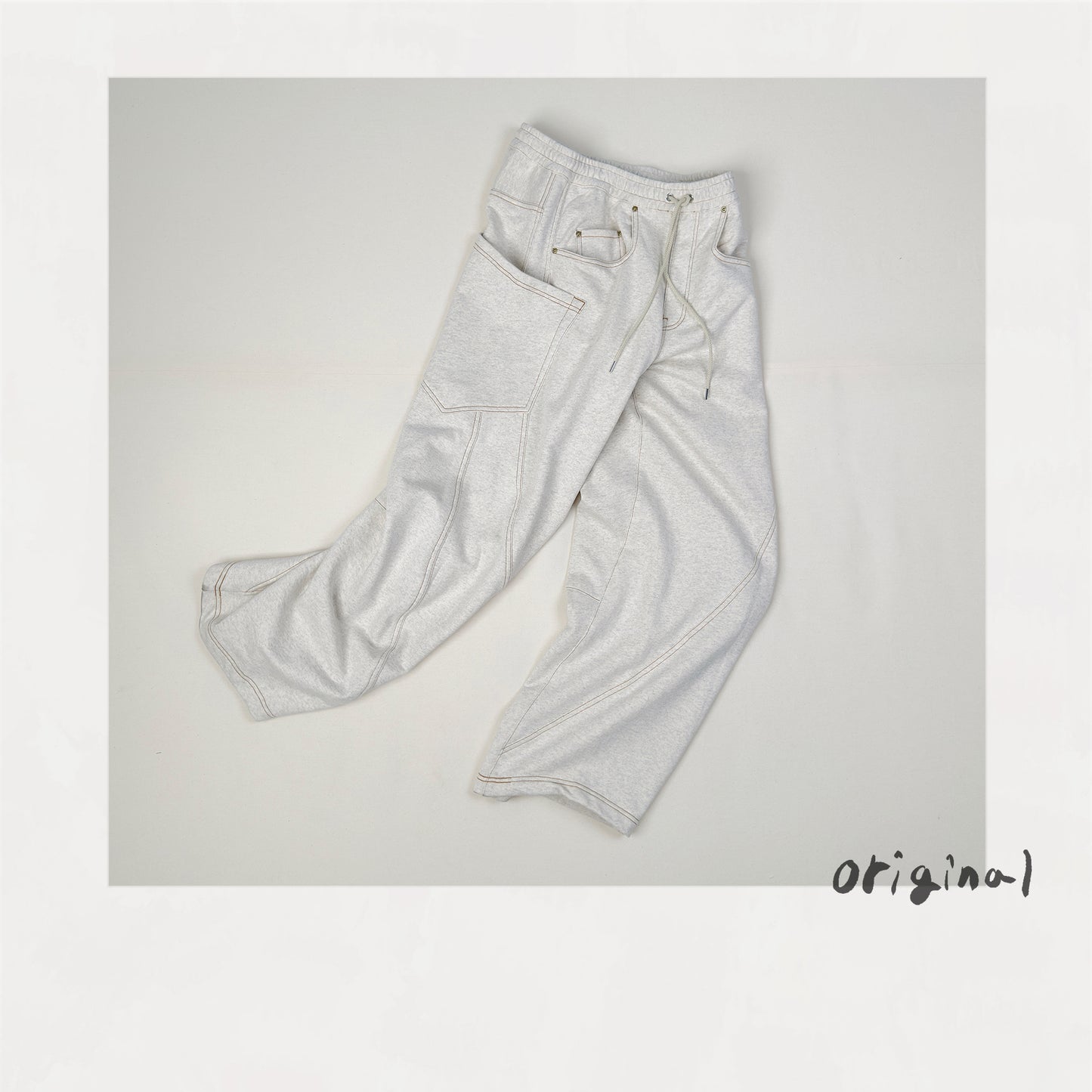 3D cutting sweat pants Oatmeal