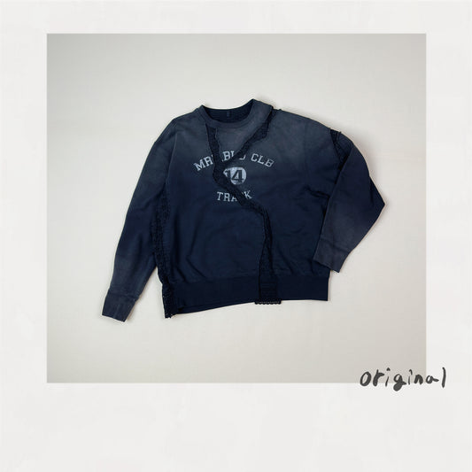 Vintage-eﬀect asymmetric sweat shirt Black