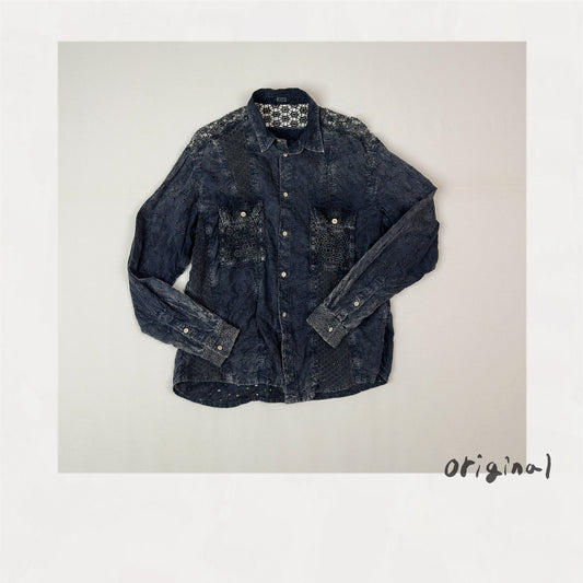 Vintage-eﬀect lace shirt Black