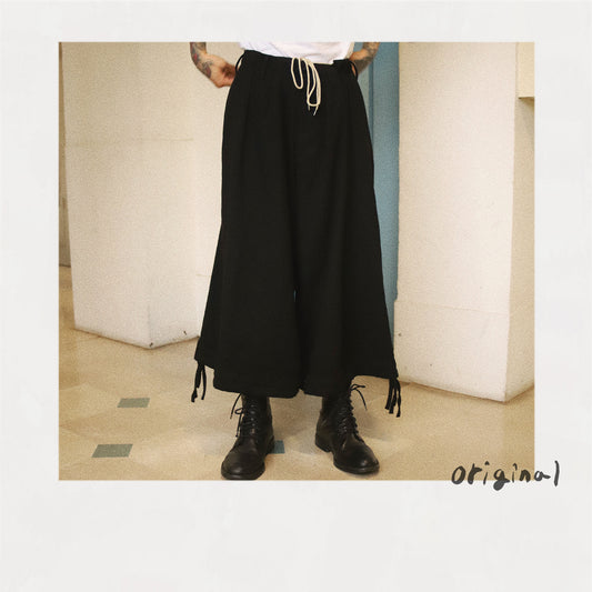 Washed wool balloon pants Black