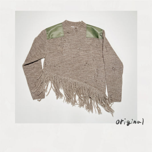 Fringed and destroyed knit Beige