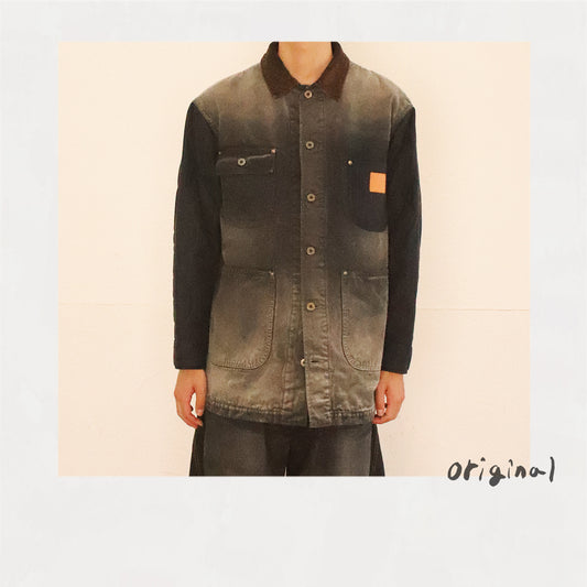 Vintage-eﬀect work coat Black