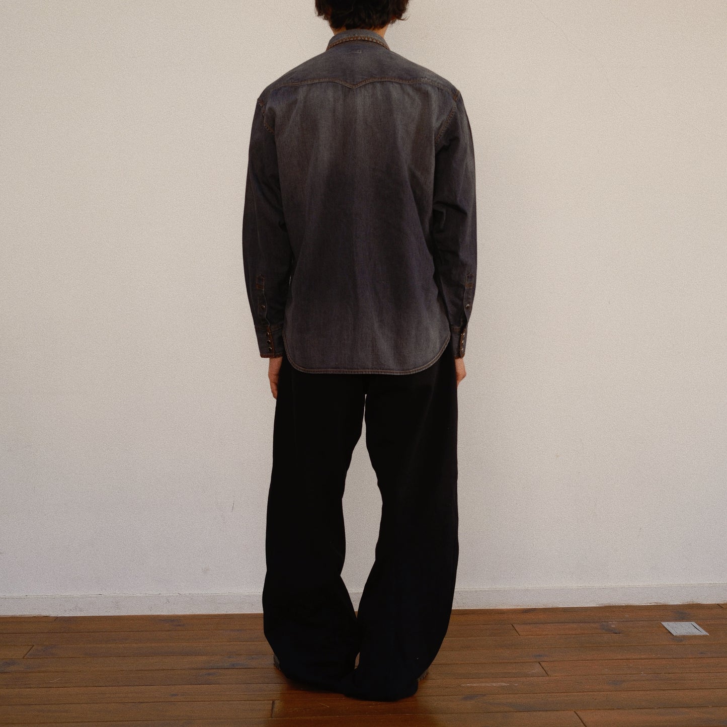 Hand-Embroidered Denim Shirt Black