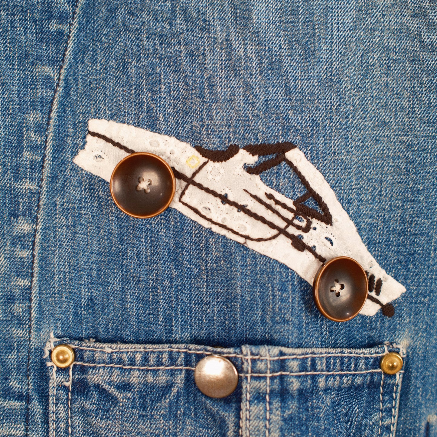 Hand-Embroidered Denim Coverall Indigo