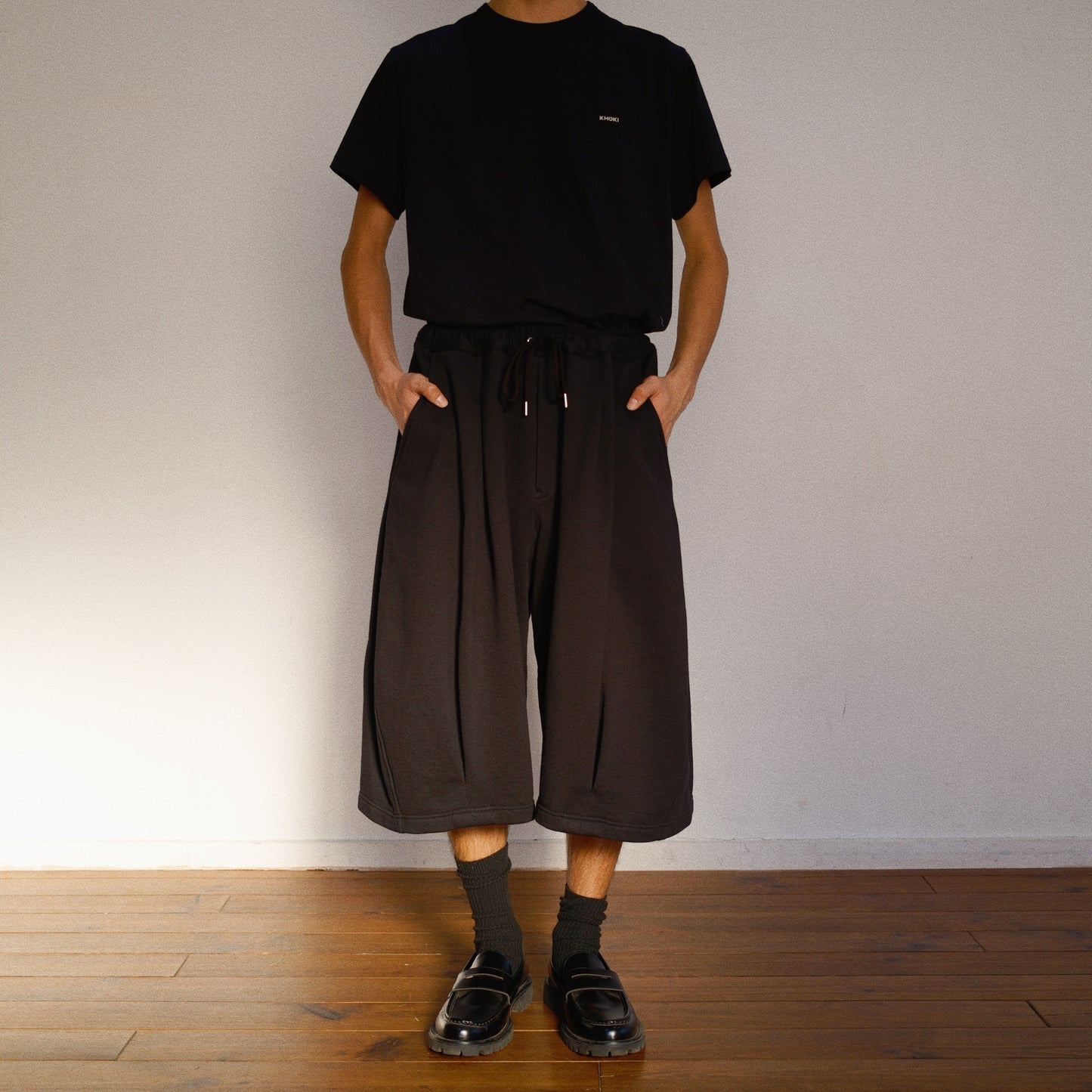 Pleated Balloon Sweat Pants Black