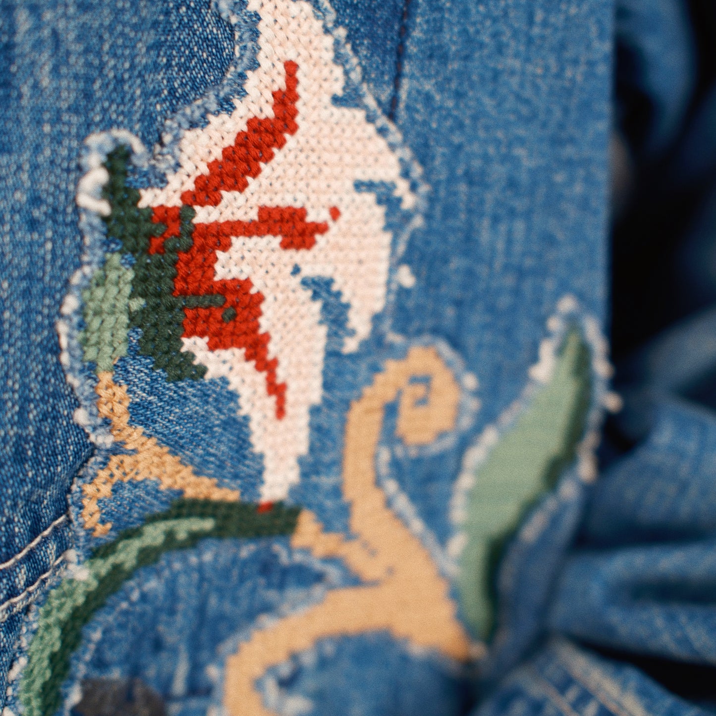 Hand-Embroidered Denim Coverall Indigo