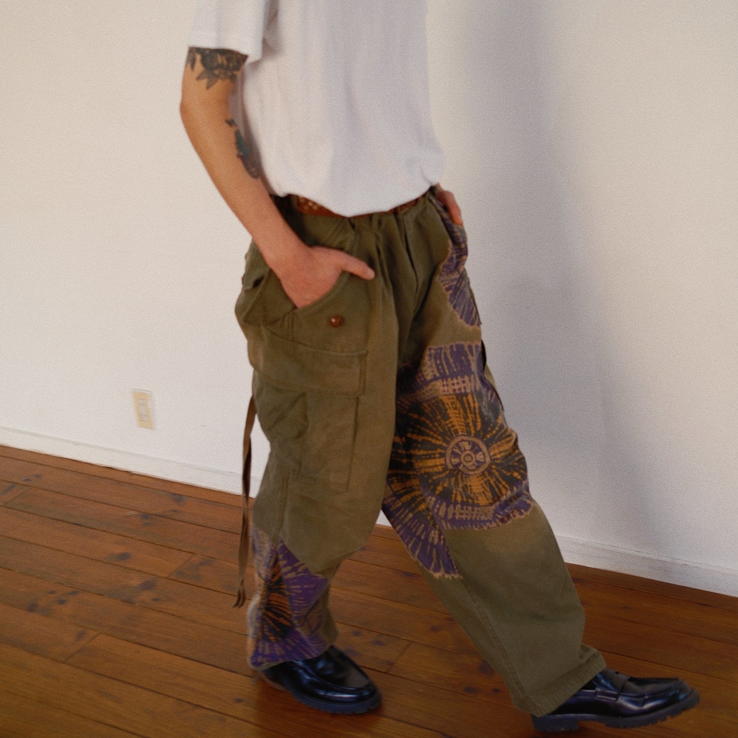 Tie-Dye Military Pants  Khaki
