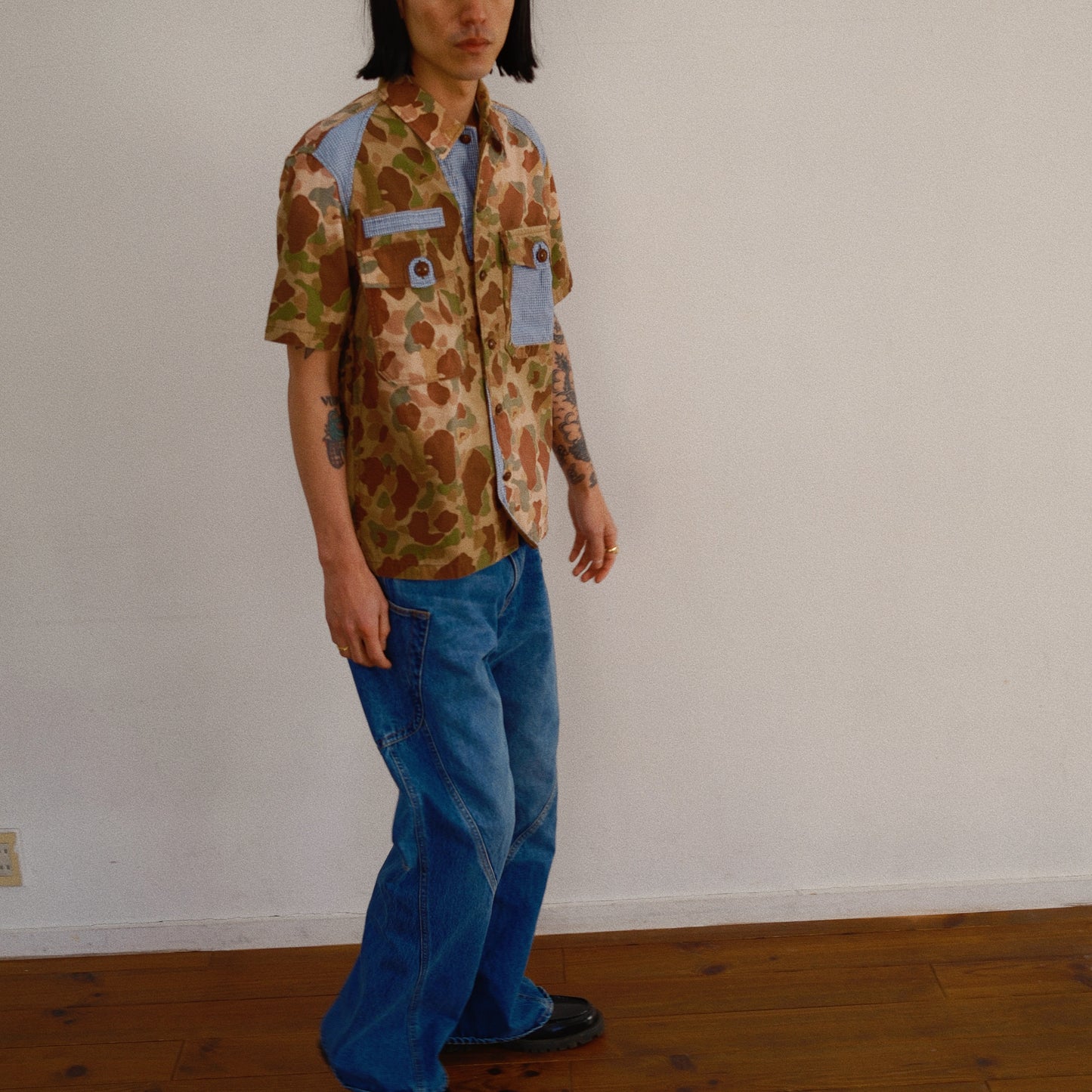 Patchworked Camo Shirt Khaki