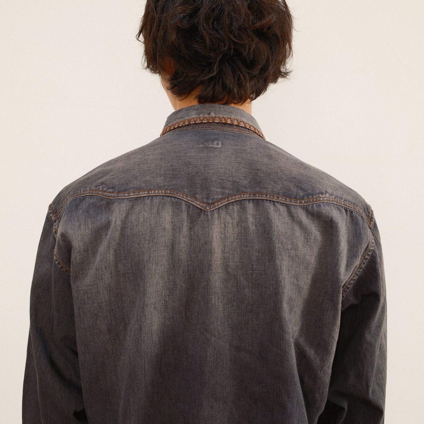 Hand-Embroidered Denim Shirt Black