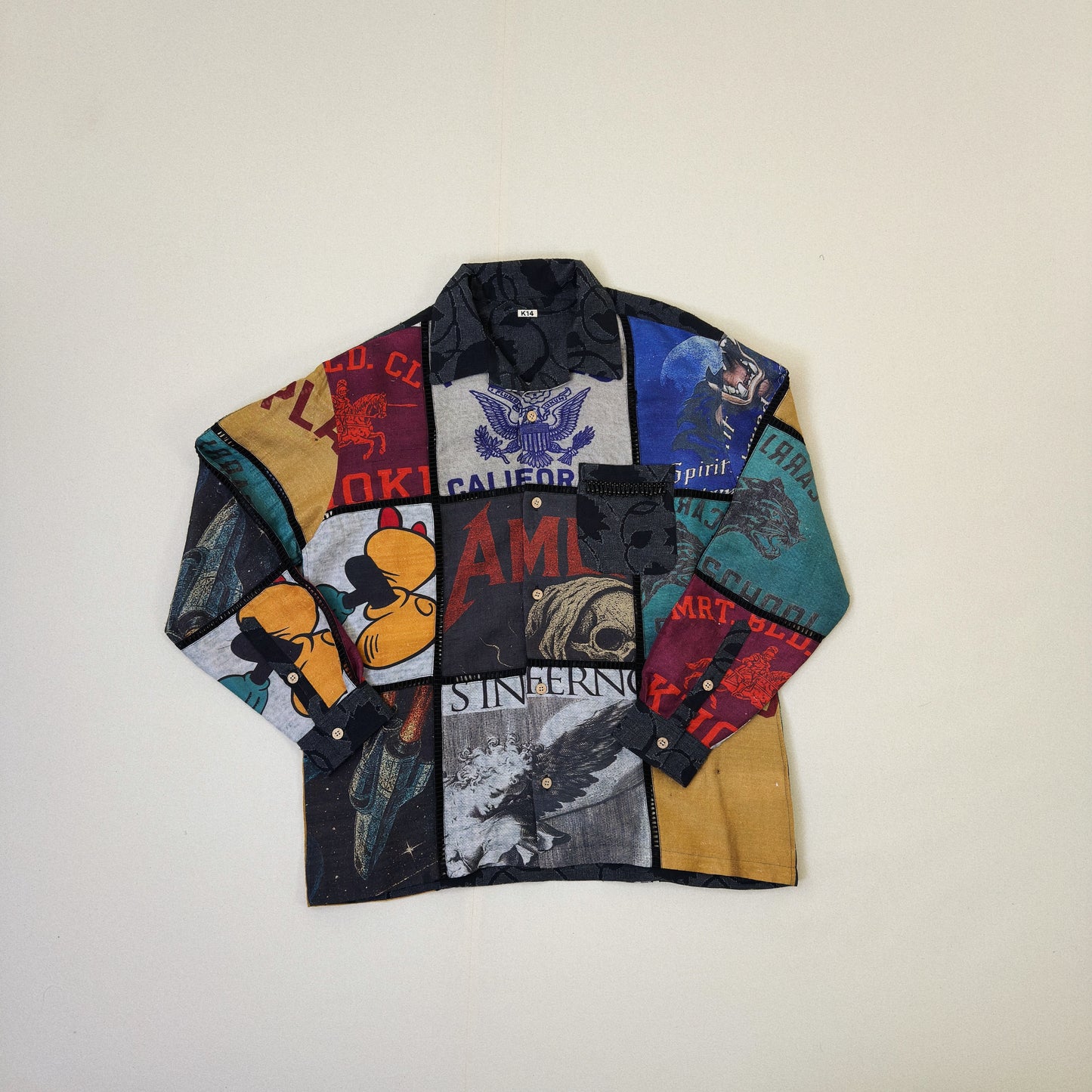 Patchworked Silk Shirt Black