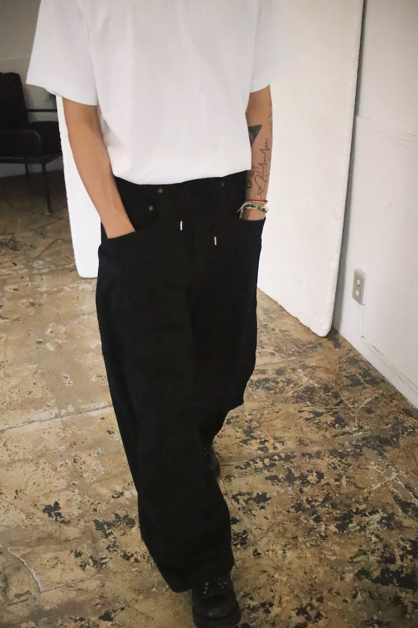 3D cutting sweat pants Black