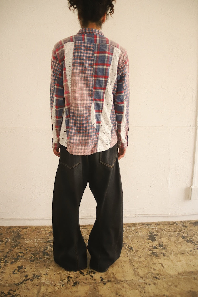 Vintage-eﬀect asymmetric shirt Blue