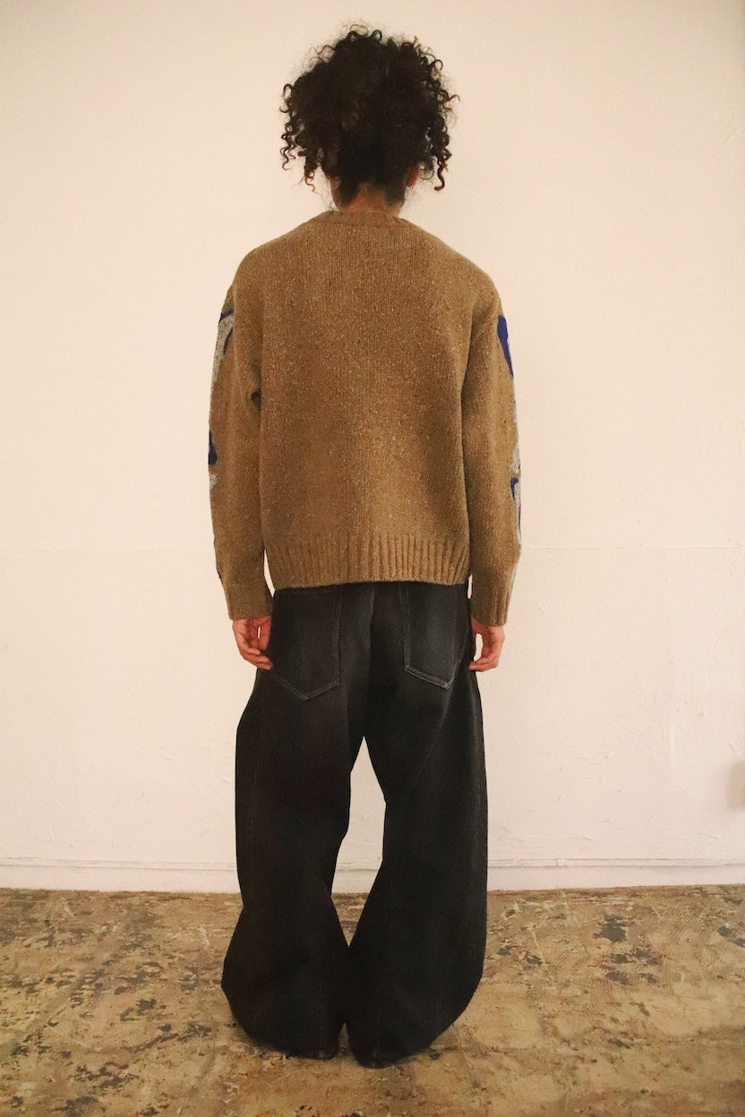 Needle punched knit Brown