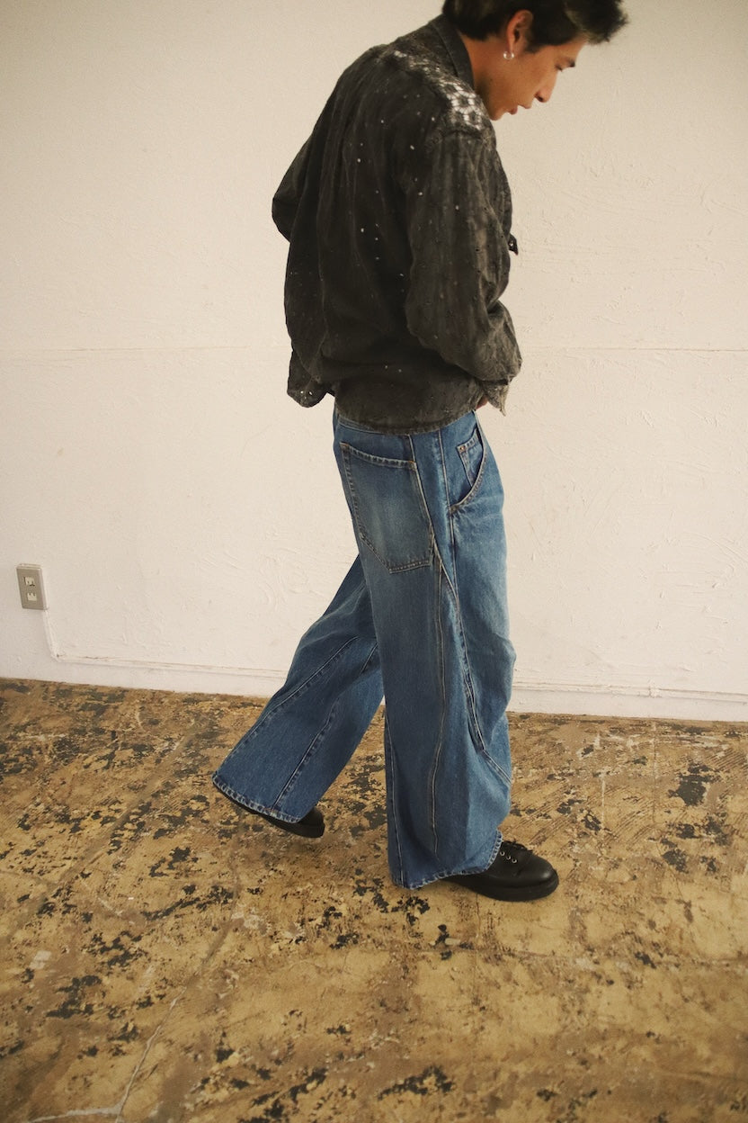 Vintage-eﬀect lace shirt Black