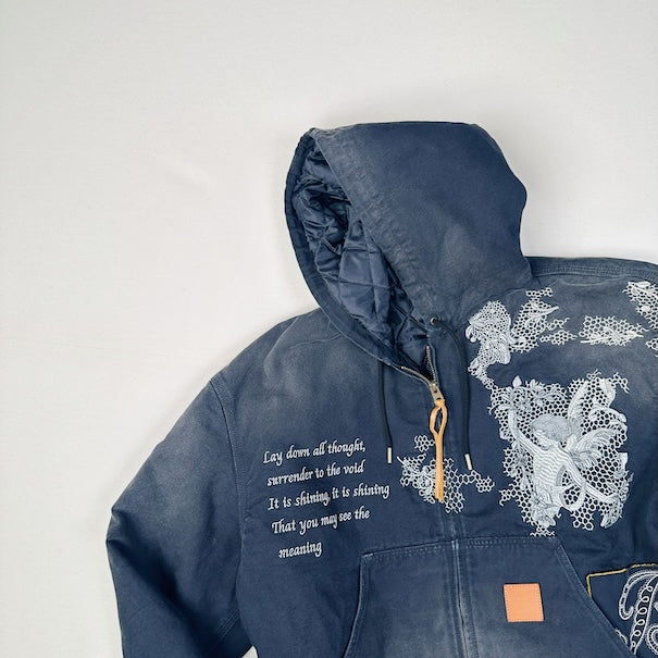 Vintage-eﬀect embroidered jacket Black