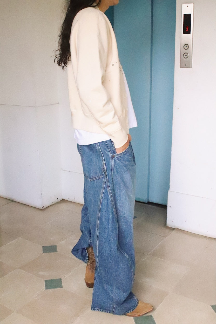 Vintage-eﬀect sweat cardigan Oatmeal