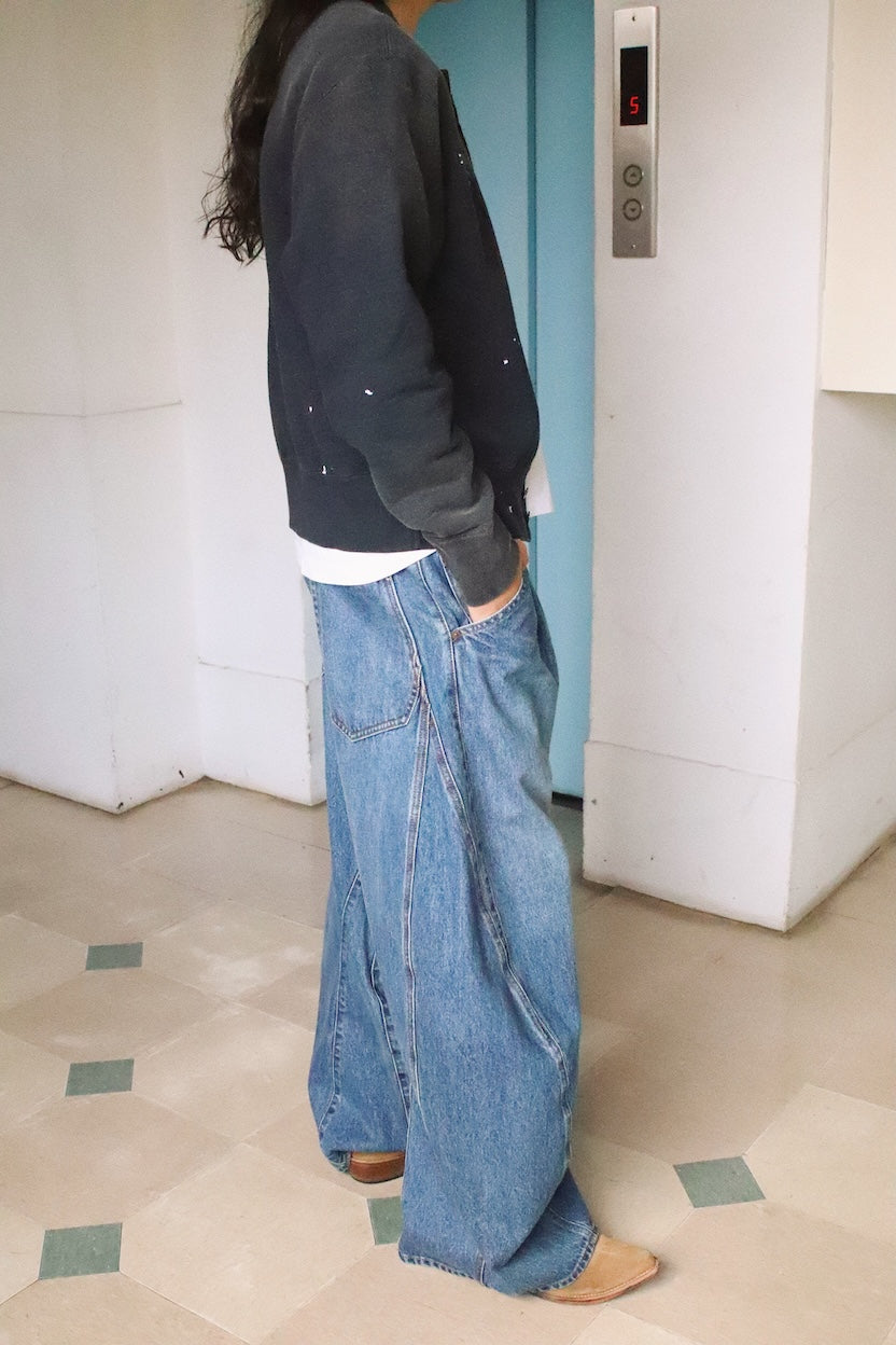 Vintage-eﬀect sweat cardigan Black