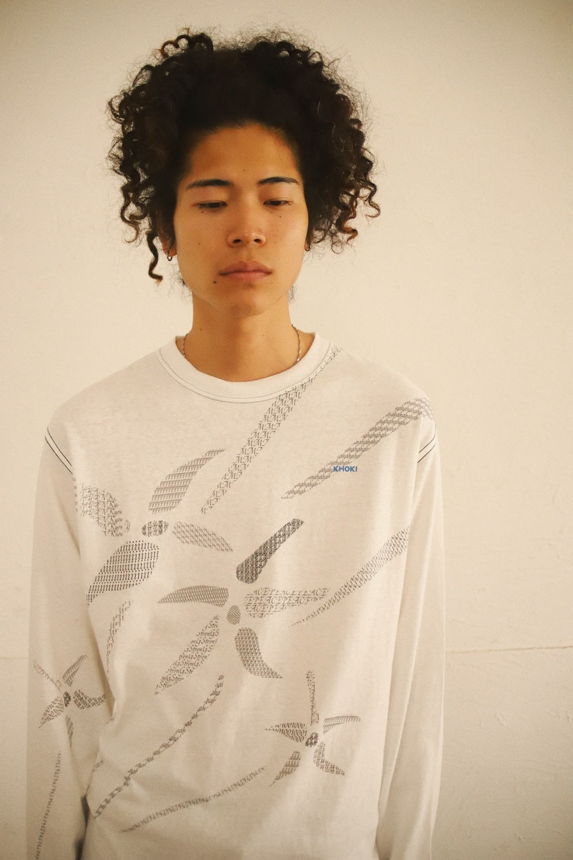 Printed long-sleeve T-shirt White