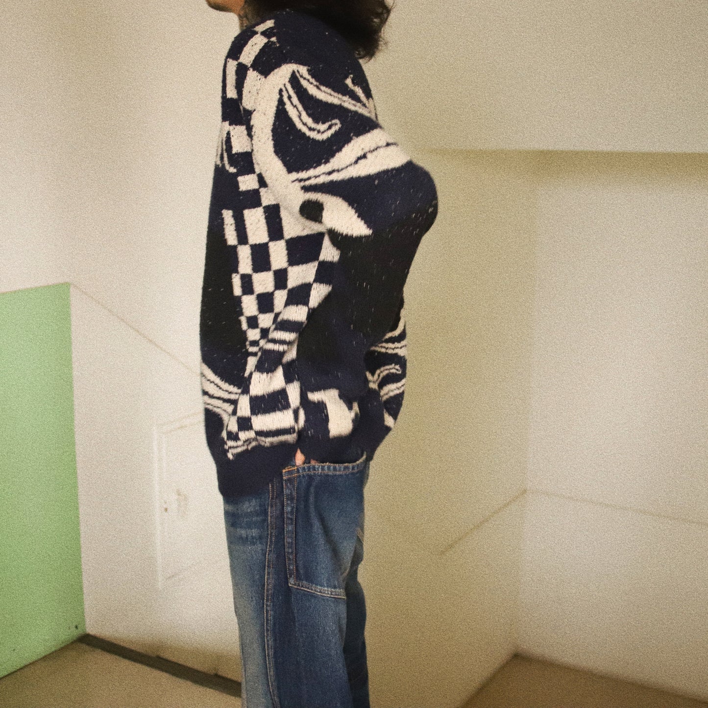 Intarsia-knit jumper Navy