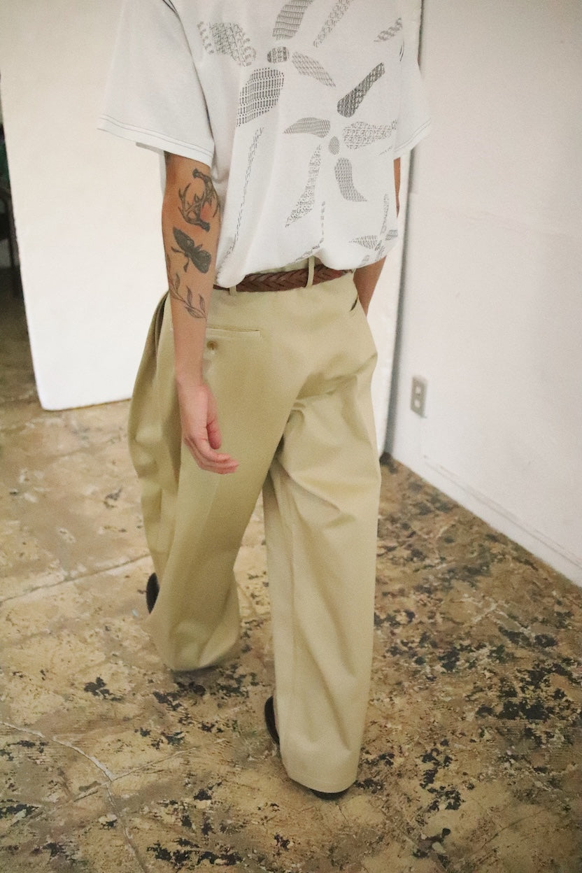 Tuck-detail cotton pants Beige